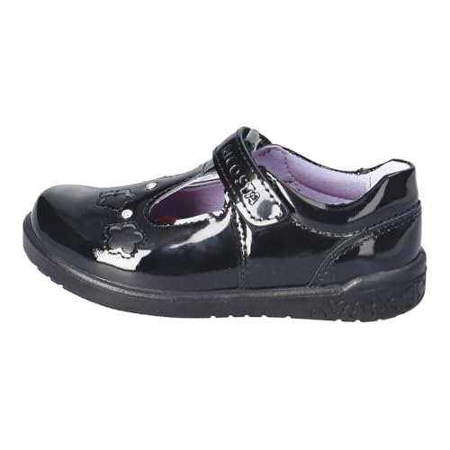 RICOSTA Leona 8600602-090 Black Leather Girls Rip Tape T Bar School Shoes2
