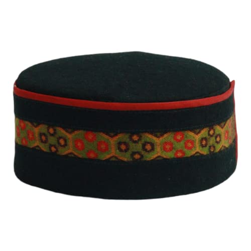 Image of Vastraa Fusion Himachali Topi for Men | Nepali Headwear | Traditional Kullu Cap | Pahadi Topi | Kashmiri Hat | Wool Handcrafted Ethnic Wear