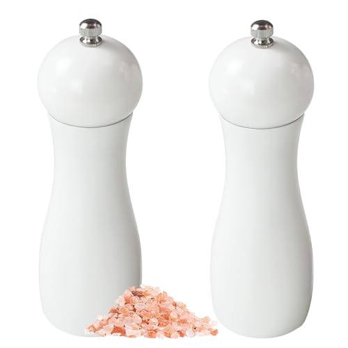 SHIKORI Manual Wooden Salt and Pepper Mills Shakers 6.5 inch-2Pcs