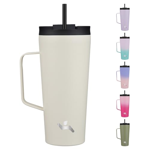 Image of Konokyo 22 oz Insulated Tumbler with Handle & Straw, Stainless Steel Mug