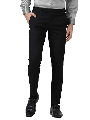 Image of Mc Henry Men's Solid Techno Flex 2-inch Waist Expandable Premium Luxurious Wrinkle Free Slim Fit Trousers