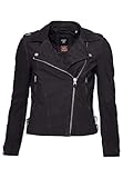 Superdry Damen Klassische Bikerjacke aus Wildleder Anthrazit 38