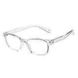 DeBuff Kids Blue Light Blocking Glasses Square Nerd Soft Eyeglasses Frame, UV400 Protection (Clear)