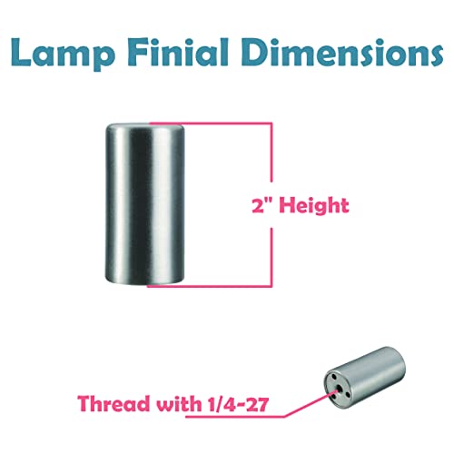 Image of Aspen Creative 24044-09-2, Lamp Finial for Lamp Shade /Brushed Nickel Finish, 2 inch Height, 2Pcs /Pack