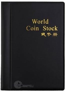 Caxmtu 120 Coins Holders Collection Storage Money Penny Album Book Pockets Black