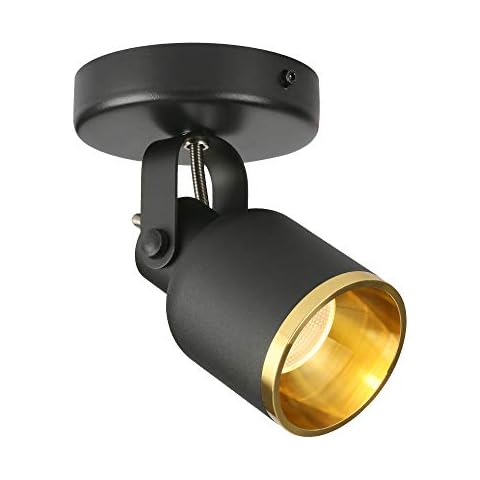 Aisilan LED Adjustable Ceiling Spotlight, 7W Black and Gold Retro Wall Spotlight, Aluminum Indoor Surface Mount Spot Light, Warm White 3000K Flicker-Free CREE COB CRI≥97, for Bedroom Living Room Cover