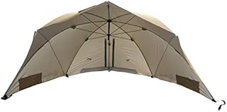 Homecall Beach Umbrella with Window and Windshade, UV-Resistant Polyester - Khaki