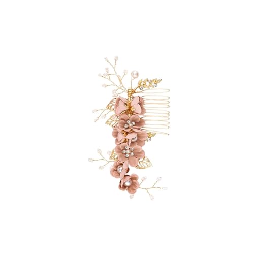 Ausi 4-teiliges rosa Haar-Accessoire für die Hochzeit für Damen, Haar-Accessoires für Brautjungfern, seitliche Hochzeitskämme und U-förmiger Strass-Kopfschmuck für Brautjungfern
