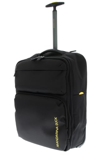 Mochila con ruedas de tejido efecto 3D Mandarina Duck Zephyr en negro