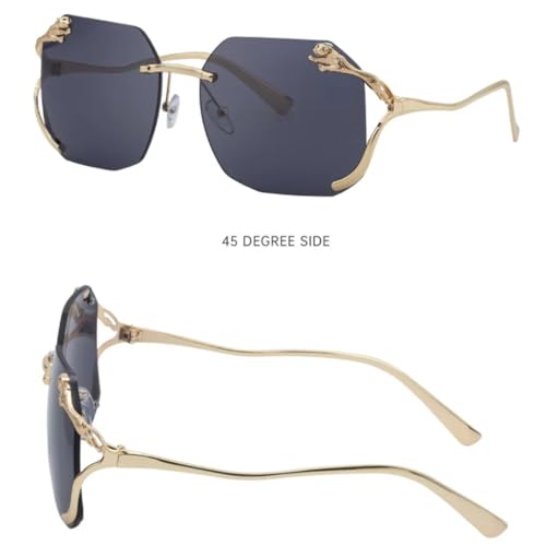 Lunettes de soleil oversize léopard au design punk rock géométrique - 3