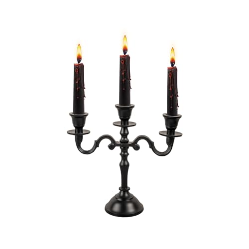 Rely+ 65 3 Arm Baby Candelabra Black Matte 8 Inch Taper Candle Holders Gothic Candelabro Halloween Decorations Candlesticks Holder Home Decor Wedding Parties Candelabras Centerpiece cover