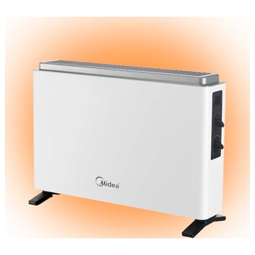 MIDEA Convector Radiador Electrico Bajo Consumo | 2000W | Calefactor Electrico con Termostato Regulable, Estufa eléctrica con 3 Niveles de Potencia, Emisor Térmico con Protección de Sobrecalentamiento
