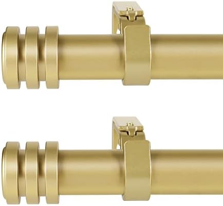 2 Pack Gold Curtain Rods for Window 28-48 inch(2.3-4 Feet), Heavy Duty Curtain Rods Adjustable, Modern Gold Drapery Rod of Window Treatment, Metal Long Curtain Rods, 1 inch Diameter, Gold, Set of 2