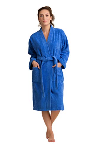 Image of Women's Turkish Terry Kimono Style Bathrobe - 100% Cotton Robe for Women - Comfortable & Absorbent - Soft & Cozy Wear