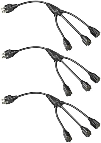 DEWENWILS 18 Inch 1 To 3 Light Extension Cord Splitter, 16AWG Heavy Duty SJTW Wire, 3 Prong