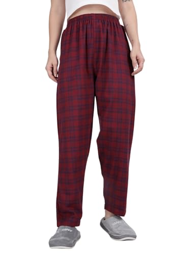 Image of KRYPTIC Women's 100% Pure Cotton Woven Pyjama | Mid Rise Relaxed Fit Full Length Nightwear Pant with Elasticated Drawstring Waistband & Side Pocket | Comfortable Lounge, Sleepwear & Casual Bottom Wear