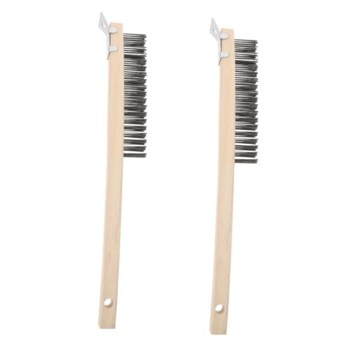 LALADEFIEE Long-Handle Pizza Brush Set BBQ Grill Scraper for Stone Cleaning Wooden Handle Oven Brush Pizza Oven Accessories