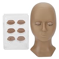 Eyelash Mannequin Head, Eyelash Extension Mannequin Head with 3 Pairs Removable Eyelids, Mannequin Head Eyelash Extension Supplies, for Practice
