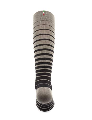 Image of Relaxsan FANCY 810-02 (Graphite, Sz.XL) STRIPED pattern unisex Cotton socks graduated compression 15-20 mmHg, 100% Made in Italy