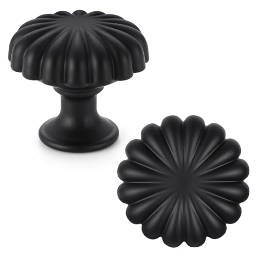 FAPUAL Matte Black Cabinet Knobs，25 Pack Solid Drawer Pulls for Dressers