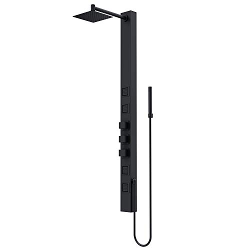 Vigo Vg08017Mb Sutton 19.81" L -4.0" W -58.06" H Shower Massage Panel 4 -Jet High Pressure Shower System With Control Type, Brass Hardware In Matte Black Finish #TOP16