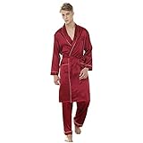 Wowcarbazole Men's Satin Robe Set Kimono Silky Lightweight Bathrobes Set With Shorts or Pajamas...