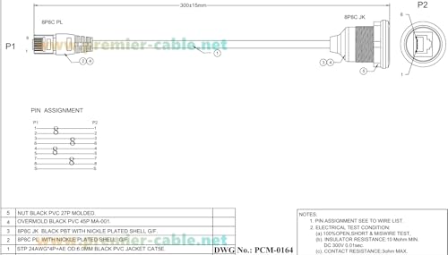 Profinet RJ45 8P8C Extensión Panel Cat5e 0.3 m miniatura 6