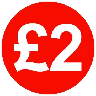 30mm Price Stickers Pack of 1000 - Red - £2 — image 1