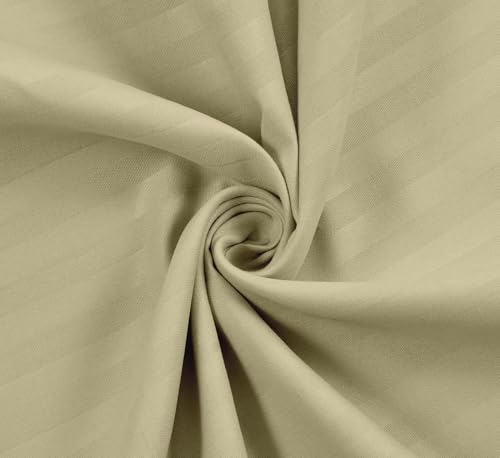 Image of Blue Strip Polycotton Bedsheet, Single 60x90 (Cream) | Hotel Quality | Soft, Breathable & Colourfast | Wrinkle Resistant | Machine Washable | Pillow Covers Included