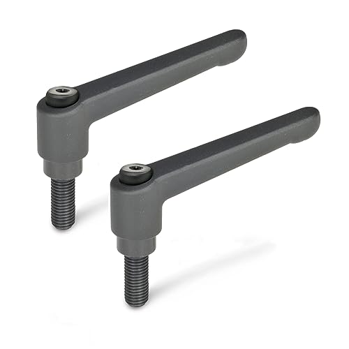 Image of Ganter Standard Elements Adjustable Clamping Lever with Screw Thread,GN 300-30-M3-6-SW, Handle Length: 30 mm, Pack of 2, Black, Gewinde: M3x6mm