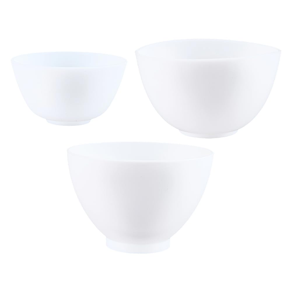GORGECRAFT 3 Sizes Home Use Face Mixing Bowl White Facial Mud Bowls Reusable Flexible Silicone FaceBowl Face Skincare Products Mixing Bowls Cosmetic Beauty Tool for Salon Women Skin Care