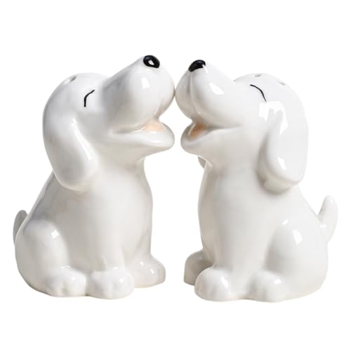 Bicuzat Ceramic Funny Dogs Salt & Pepper Shakers Set, Hand-Painted Dogs Salt and Pepper Shakers, 2 PCS Set