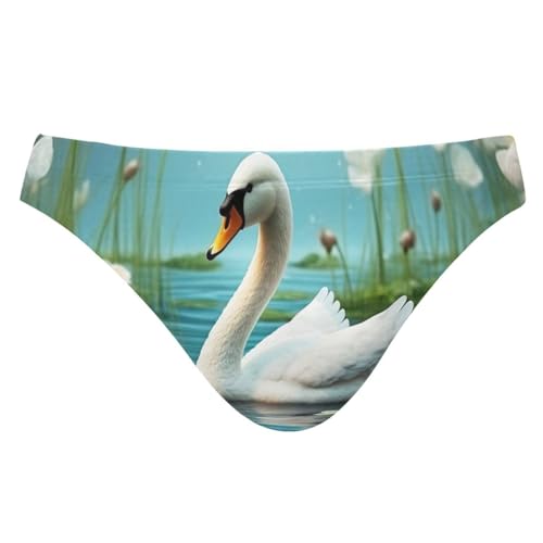 Swan Flower Men's Swimwear Sexy Bikini Solid Siwmming Briefs L 20848280