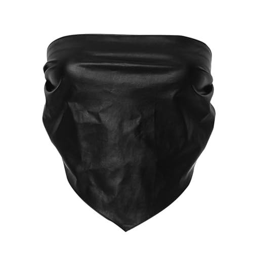 TOWARDSNAN Elegante camisola sin tirantes de piel sintética sin mangas con espalda descubierta, sin mangas, con pecho asimétrico, para mujer, sin espalda, bandeau sin tirantes, Multicolor, S