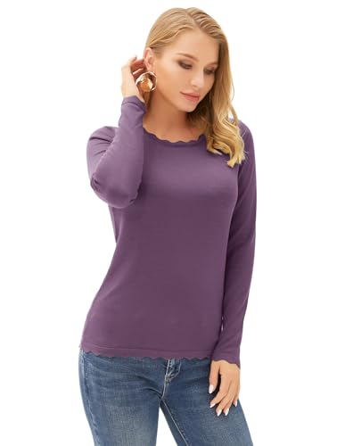 Image of GRACE KARIN Women's High Stretchy Long Sleeve Pullover Sweater Blouse Top