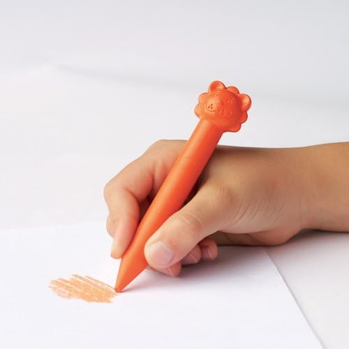 Aladine 3042015 Wachsmalstifte mit Tierköpfen, 12 verschiedene Farben und Tiere, für Kinder ab 2 Jahren