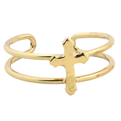 Needzo Cross Gold Plated Ring, Jewelry Gifts for Daughter, Wife, or Friends, Adjustable One Size2