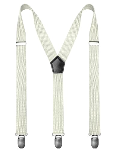 Image of RBOCOTT Mens Solid Color Suspender with 3 Cilps Adjustable Braces