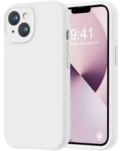 Image of LOVE 3000 Designed for iPhone 13 Case, Premium Silicone with [Camera Protection] [Soft Anti-Scratch Microfiber Lining] Shockproof Protective Phone Case for iPhone 13 Women Men Girls 6.1 inch, White