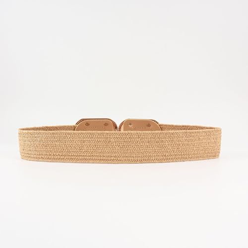 Women's Metal Braided Belt Fashion Holeless Buckle Braided Summer Raffia Web Belt3