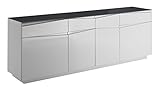 Hochglanz Sideboard mit pflegeleichter Glas-Oberfläche / Mit 4 Türen und 4 Schubladen - für großzügigen Stauraum!