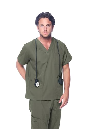 Image of Dagacci Scrubs for Men Set - V-Neck Scrub Top and Cargo Pants - 8 Pockets Men Scrubs Set