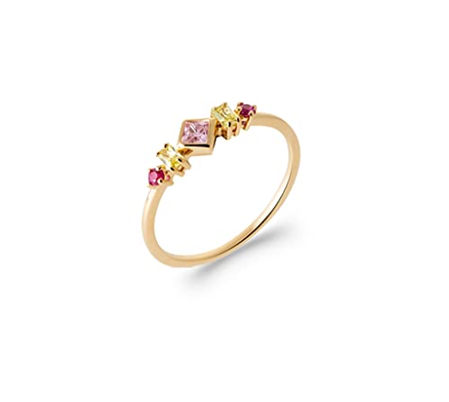Alliance en plaqué or 18 carats et zirconium multicolore Tata Gisèle