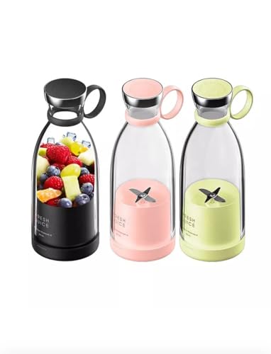 Portable Personal Blender with Handle, Glass Smoothie Mixer, 7 Pastel Colours Available (Portable Fresh Juicer Rechargeable 380ml Mini Wireless Cup Bottle Blender)