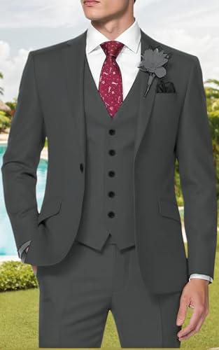 3 Pieces One Button Vintage Wedding Prom Suits Fashion Slim Fit Causal Business Jacket Blazer Groom Tuxedos ALV274