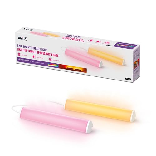 WiZ Barra Luminosa da Tavolo Smart WiFi, Luce Bianca e Colorata, 5.5W, Bianco, Tecnologia SpaceSense, Controllo Vocale (Alexa, Apple HomeKit, Google Home), pack da 2