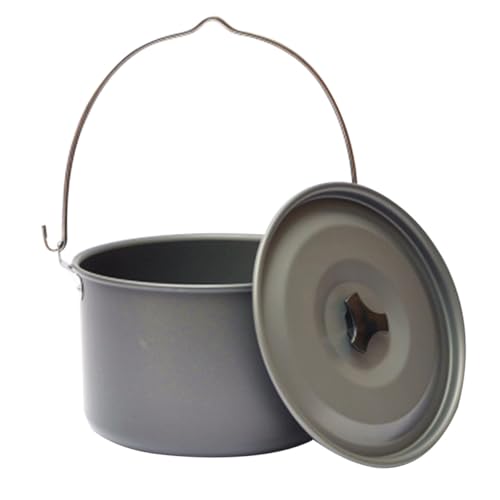 KOMBIUDA Lightweight Camping Pot with Folding Handle Durable Cookware for Outdoor Cooking for Soup Pasta and Stew for Camping and Picnics Tripod Not Included