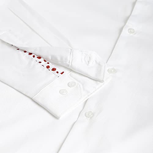 Image of KINGDOM OF WHITE Gala Full Sleeve Contrast Detail White Casual Shirt | 100% Cotton Fabric, Regular Collar, Slim Fit Shirt for Men