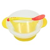 ifundom ベビー用吸盤付き食器 蓋とスナップインスプーン付 離乳食に こぼれ防止 幼児の自立食事トレーニング向け イ ー