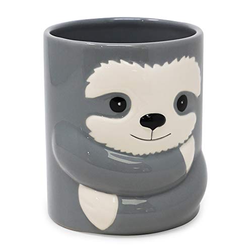 Isaac Jacobs Ceramic Makeup Brush Holder, Multi-Purpose Organizer. Bathroom, Kitchen, Bedroom, Office Décor (Single Cup, Sloth) #TOP1